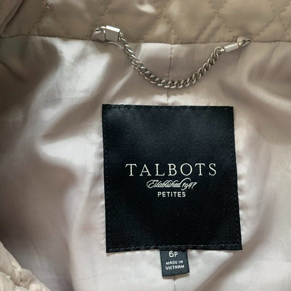 Talbots Khaki Quilted Jacket Size 6P - Picture 5 of 8